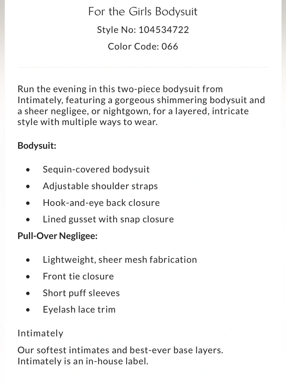 Free People For the Girls Bodysuit (bodysuit only)